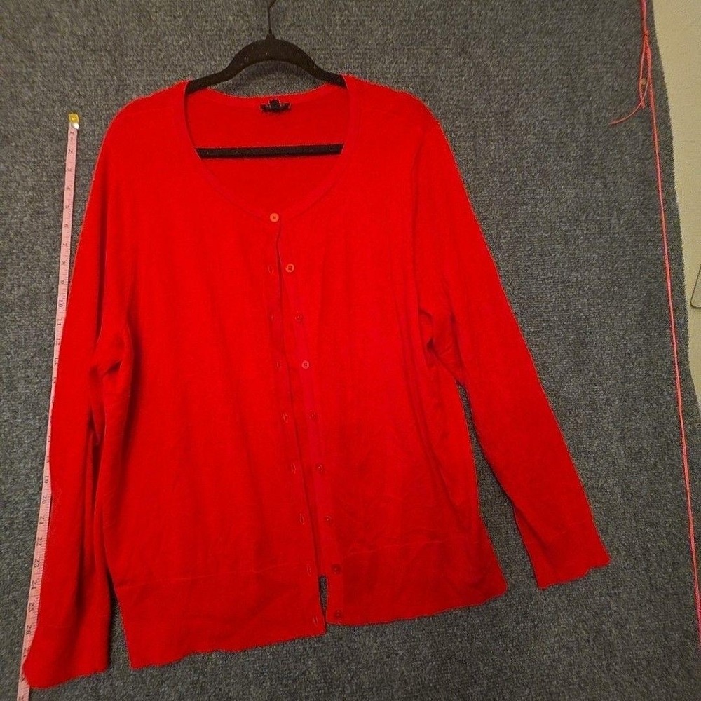 Talbots Cardigan Sweater Womens 2X Red Button Front Scoop Neck Knit Long Sleeve